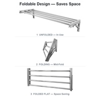 Étagère Murale Pliable en Acier Inoxydable Commercial, Support Tubulaire à Lattes pour Rangement de Cuisine de Restaurant, Vente en Gros