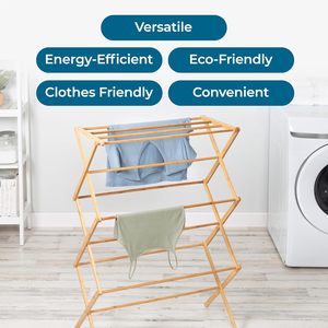 Bamboo Folding <b>Clothes</b> Drying <b>Rack</b> X Shape Floor Standing Foldable Towel <b>Rack</b> <b>Clothes</b> Organizer - Product Image 2