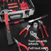 Coffret d'Outils Complet en Aluminium sur Roulettes Argenté pour la Maison – Kit d'Outils à Main Essentiel pour Projets de Bricolage et Cadeau Idéal
