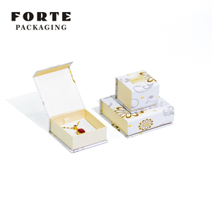 FORTE Ivory Leatherette Paper Handmade Jewelry Boxes 7x9cm with Custom Logo Luxury Packaging Rigid <b>Shipping</b> <b>Box</b> - Product Image 3