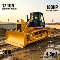Bouteurs sur chenilles de 17 tonnes, moteur 180 CV, lame haute capacité de 4,5 m³, pour travaux de terrassement et projets miniers