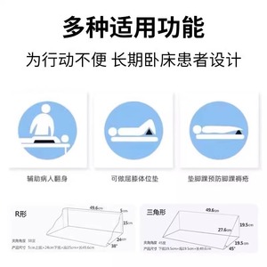 U-Shaped Pressure Relief Pad Triangular Backrest Anti-Decubitus <b>Pillow</b> For Bedridden Elderly Waist Support Positioner - Product Image 4