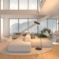 Lampe de sol LED ronde design moderne avec télécommande pour salon, chambre, bureau, coin lecture