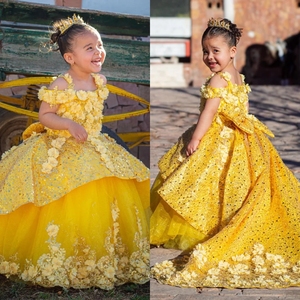 <span class=keywords><strong>Robe</strong></span> de Soirée de Luxe Dorée pour Filles, Personnalisée avec Paillettes, Jolies Robes de Cérémonie pour Petites Filles pour Séances Photo - Product Image 2