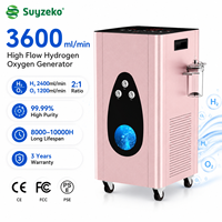 Machine d'inhalation d'hydrogène et d'oxygène 3600 ml/min, générateur de gaz H2 O2 pur à 99,99 % SPE PEM, inhalation d'hydrogène pour usage domestique et clinique, CE