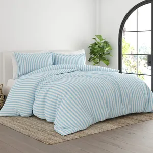 Atacado hotel branco lençóis de linho Soft Essentials Stripes Rugged Ultra Soft Oversized 3 peças Duvet Cover Set