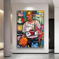 거리 낙서 예술 캔버스 그림 유명한 농구 스타 팝 아트 벽 포스터 및 인쇄 벽 그림 거실 홈 장식