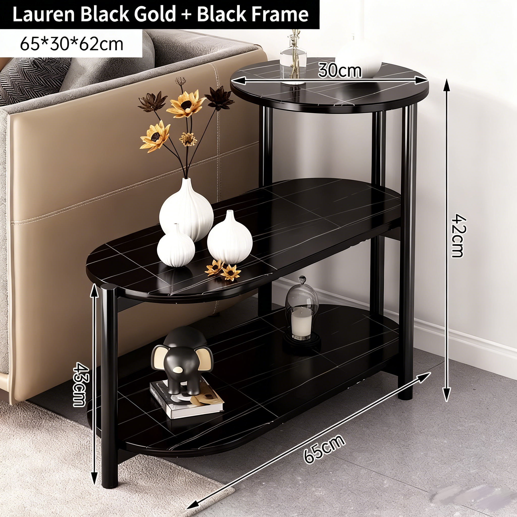 Lauren noir doré 65*30*62cm