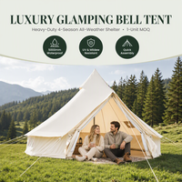 Tenda Bell Kanvas Katun Tahan Api 5m UK Glamping Mewah Empat Musim Tahan Air 2000-3000mm & Bagian Bawah >3000mm Satu Kamar Tidur