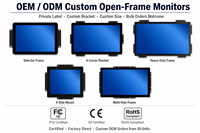 Monitor LCD de Marco Abierto Industrial, Proveedor OEM, Pantalla de 10.1, 15.6, 17.3 y 21.5 Pulgadas para Integración en Equipos