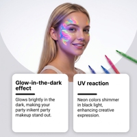 Stylo de peinture corporelle, ensemble de 8 pièces, lumineux, UV, doux, sûr, imperméable, séchage rapide, durée de conservation de 3 ans, pour plusieurs occasions, outil de beauté