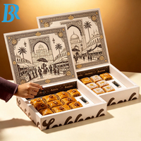 Boîte cadeau en carton rigide imprimée sur mesure pour baklava, boîte d'emballage pour gâteaux, pâtisseries et sucreries arabes, boîte à bonbons pour Ramadan et Eid