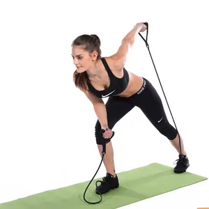 YangFit cross boarder feet-stepped pedal latex resistance band with loops and handles for home exercise