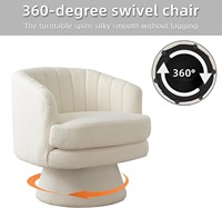 Fauteuil pivotant CANMOV avec accoudoirs, fauteuil moderne pivotant à 360 degrés avec dossier incurvé et coussin moelleux
