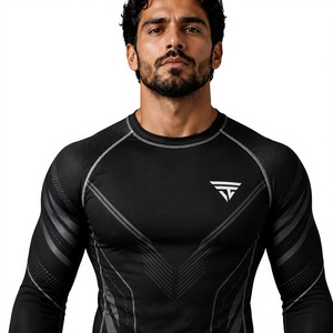 Conjunto de Camiseta de Compresión de Manga Larga para Hombre, Estampado Digital, Protección UV, Secado Rápido, Poliéster/Nailon 300g, Ropa Deportiva para Gimnasio - Product Image 4