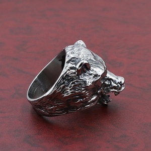 Anello Maschile alla Moda in Acciaio Inossidabile 316L, Anello Punk con Orso Polare Anti-<span class=keywords><strong>Lupo</strong></span>, Anelli Goth - Product Image 6