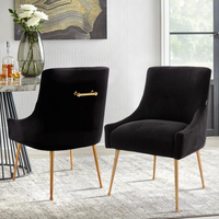 Chaises de salle à manger en tissu velours, de style nordique, avec jambes en or