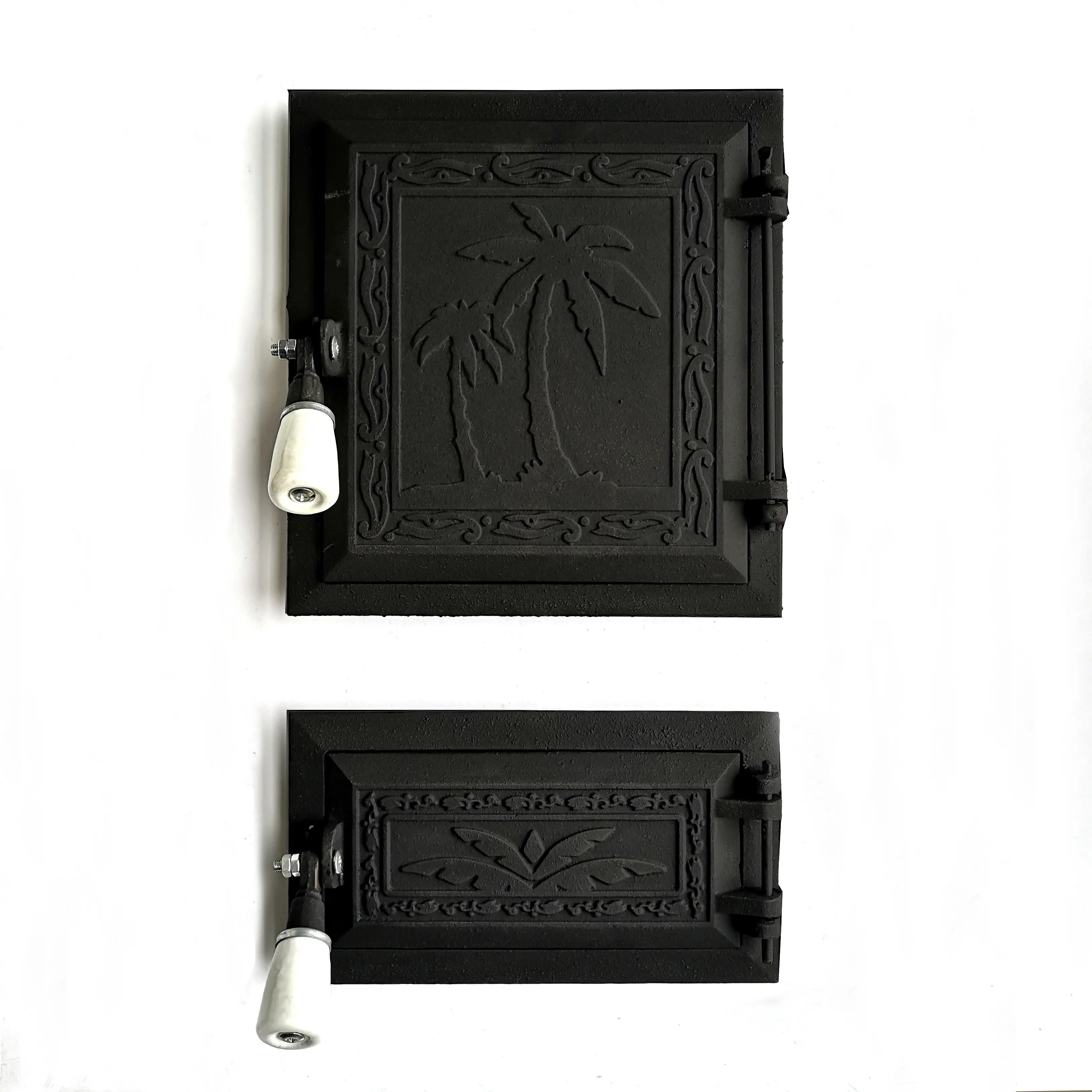 Wood burning cast iron stove fireplace double doors for home heating cast iron stove door