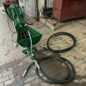 Pompe à mortier électrique portable verte avec moteur, tuyau, mélangeur, manomètre et roues, pression 25 bars, productivité 5 m/h pour la construction - Product Image 3