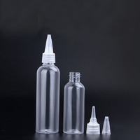Bouteilles PET en stock de 10ml 20ml 30ml 50ml 60ml 100ml 120ml 150ml 200ml Flacon applicateur en plastique transparent à capuchon torsadé pour huile capillaire