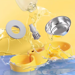 Comedero Doble para Mascotas con Diseño de Gato y Perro de Dibujos Animados, Dispensador de Agua Automático, Diseño Antivuelco, Protección de la Columna Cervical, para <span class=keywords><strong>Camping</strong></span> - Product Image 6