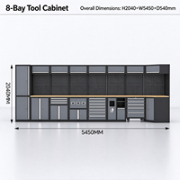 Armoire à outils modulaire robuste à 8 compartiments, poste de travail avec panneau perforé, plan de travail en bois massif, plusieurs tiroirs, serrure en acier pour atelier