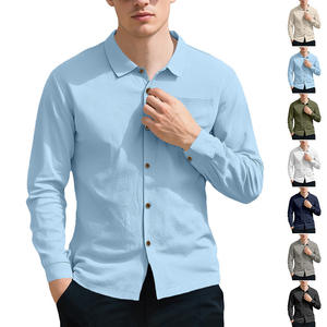 Camisa de lino de manga larga para hombre, transpirable, informal, con botones, de corte holgado, para ocio al aire libre - Product Image 2