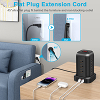 Nouveau populaire bureau organisateur de puissance maison multi-prise prise parafoudre tour USB bande d'alimentation 12 prises 4 ports USB a C