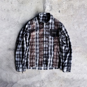 Chemises à manches longues boutonnées pour hommes, de haute qualité, personnalisées, 100% coton, design patchwork à carreaux, chemises en flanelle multi-éclats - Product Image 1