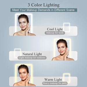 Funtouch Rechargeable Travel Makeup <b>Mirror</b> 72 Led Lights 3 Color Lighting Dimmable Touch Portable Beauty <b>Mirror</b> - Product Image 3