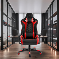 Chaise de jeu ergonomique convertible VANBOW en cuir PU, chaise de bureau pivotante avec repose-pieds massant, chaise de course haute performance