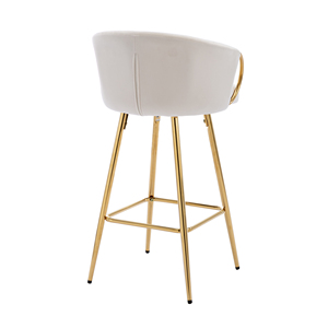 Set of <b>2</b> 30-Inch Modern Metal Frame Velvet <b>Bar</b> <b>Stools</b> with Chrome Footrest Golden Legs Adjustable Height for Kitchen Use - Product Image 5
