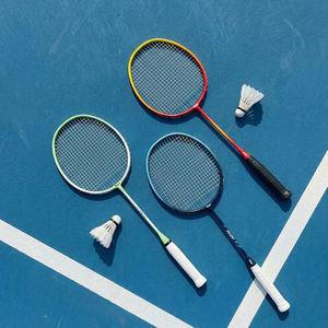 Ensemble de raquettes de <span class=keywords><strong>badminton</strong></span> en fibre de carbone tissée en PU de luxe avec logo personnalisé, équipement sportif de haute qualité, léger, poignée souple pour adultes - Product Image 1