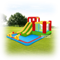 Parc aquatique terrestre gonflable à double toboggan trampoline gonflable avec toboggan et piscine pour les jeux d'été des enfants