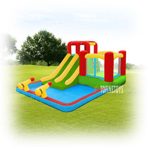 Trampolín de agua inflable de doble tobogán para Parque Acuático con tobogán y piscina para niños, juego de verano - Product Image 2