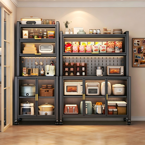 Station de café robuste pour <span class=keywords><strong>cuisine</strong></span>, armoire de rangement en acier au carbone avec roulettes, <span class=keywords><strong>buffet</strong></span> de rangement - Product Image 2