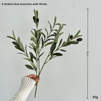 SiRui 18 Inch 4-gaats mini realistische kunstmatige olijfboomtakken met 4 vruchten, UV-bestendig, milieuvriendelijk, duurzaam, lichtgewicht, hoogwaardig