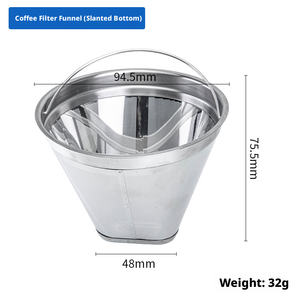 <span class=keywords><strong>Filtre</strong></span> à café réutilisable en acier inoxydable en forme de cône, maille ultra-fine, accessoire pour cafetière à <span class=keywords><strong>filtre</strong></span> avec poignée - Product Image 3