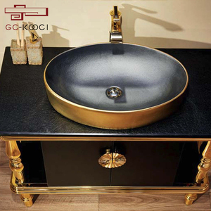 Modern <strong>Rustic</strong> Eco-Friendly Bathroom Vanity LED Mirror Ceramic Basin Gold Plated Stainless Steel <strong>Cabinet</strong> 2-Year Warranty 29-31 - Product Image 4