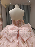 Mily Bridal MHL665 Puffy Sans Manches Grand Dos Arc Perlé Corset Rose Quinceanera Robes De Bal Robes
