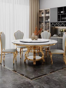 <span class=keywords><strong>Table</strong></span> ronde rotative de luxe pour salle à manger, <span class=keywords><strong>avec</strong></span> structure en acier inoxydable et <span class=keywords><strong>plateau</strong></span> en marbre, mobilier de salle à manger - Product Image 5