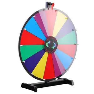Custom Standing Spinning Prize Wheel Fortune Wheel 24 Inches Tabletop Lucky Wheel With Plastic Base For Party
