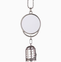 Pendentif en métal personnalisable par sublimation, motif cloche, cage à oiseaux, cœur, pour voiture, ornement photo, à suspendre au rétroviseur, cadeau commémoratif