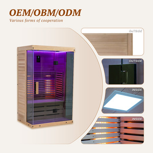 Sauna a Infrarossi e Terapia a Luce Rossa, Cabina Sauna per 2 Persone da Esterno con Riscaldamento a Legna - Product Image 5