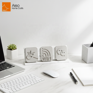 Panneau publicitaire en béton haute densité écologique, personnalisable avec logo, mots artistiques et signalisation Wi-Fi, sur pied de bureau - Product Image 2