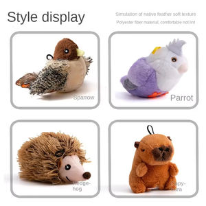 Jouet interactif moderne Simulation d'oiseau hérisson Capybara molaires drôle bâton en peluche chats toucher Induction fonction sonore soulage - Product Image 5