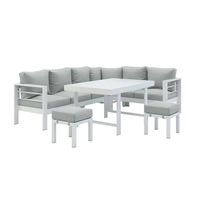 Ensemble de canapés en aluminium haut de gamme en forme de L, canapés d'angle, meubles de jardin d'extérieur, salon de patio, siège de balcon