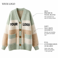 Pull en tricot oversize Y42 pour femme, imprimé dégradé macaron, anti-boulochage, en laine/acrylique, élégant et décontracté, coupe ample, pour l'hiver et l'automne