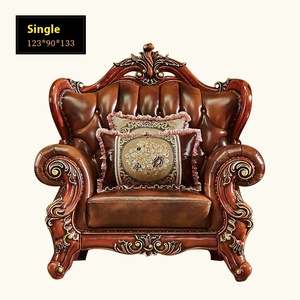 Meubles <span class=keywords><strong>de</strong></span> salon <span class=keywords><strong>de</strong></span> luxe européens en bois massif, cuir <span class=keywords><strong>de</strong></span> vachette <span class=keywords><strong>de</strong></span> première qualité américain haut <span class=keywords><strong>de</strong></span> gamme, sculpté double face, éponge européenne - Product Image 6