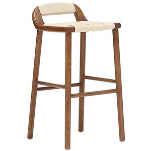 Tabourets de bar modernes en bois massif de noyer de style nordique, luxe léger, dossier haut, pour <span class=keywords><strong>cuisine</strong></span>, maison, restaurant, comptoir, <span class=keywords><strong>tabouret</strong></span> BC-014 - Product Image 3